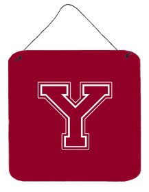 Initial Monogram - Maroon and White Wall or Door Hanging Prints (Color: Y, size: 6 x 6)