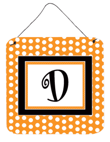 Initial Monogram - Orange Polkadots Wall or Door Hanging Prints (Color: D, size: 6 x 6)