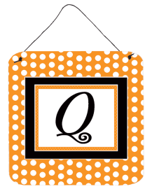 Initial Monogram - Orange Polkadots Wall or Door Hanging Prints (Color: Q, size: 6 x 6)
