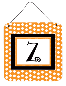 Initial Monogram - Orange Polkadots Wall or Door Hanging Prints (Color: Z, size: 6 x 6)