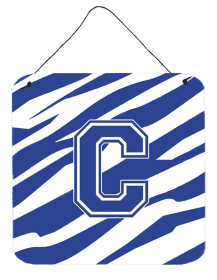 Initial Tiger Stripe Blue and White Wall or Door Hanging Prints (Color: C, size: 6 x 6)