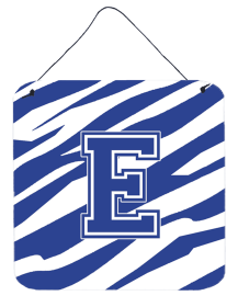 Initial Tiger Stripe Blue and White Wall or Door Hanging Prints (Color: E, size: 6 x 6)