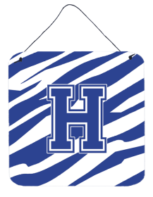 Initial Tiger Stripe Blue and White Wall or Door Hanging Prints (Color: G, size: 6 x 6)