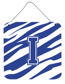 Initial Tiger Stripe Blue and White Wall or Door Hanging Prints (Color: H, size: 6 x 6)