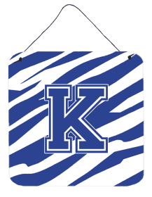 Initial Tiger Stripe Blue and White Wall or Door Hanging Prints (Color: J, size: 6 x 6)
