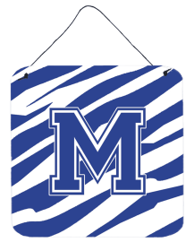Initial Tiger Stripe Blue and White Wall or Door Hanging Prints (Color: L, size: 6 x 6)