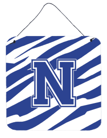 Initial Tiger Stripe Blue and White Wall or Door Hanging Prints (Color: M, size: 6 x 6)
