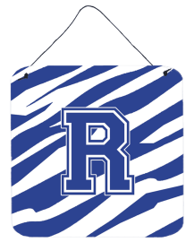 Initial Tiger Stripe Blue and White Wall or Door Hanging Prints (Color: Q, size: 6 x 6)