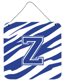 Initial Tiger Stripe Blue and White Wall or Door Hanging Prints (Color: Y, size: 6 x 6)