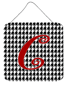 Initial Monogram - Houndstooth Black Wall or Door Hanging Prints (Color: Z, size: 6 x 6)