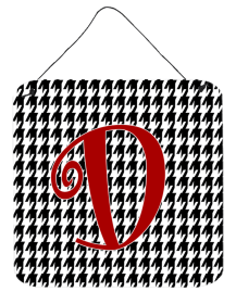 Initial Monogram - Houndstooth Black Wall or Door Hanging Prints (Color: D, size: 6 x 6)