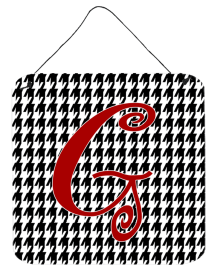 Initial Monogram - Houndstooth Black Wall or Door Hanging Prints (Color: G, size: 6 x 6)