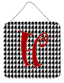 Initial Monogram - Houndstooth Black Wall or Door Hanging Prints (Color: H, size: 6 x 6)