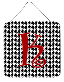 Initial Monogram - Houndstooth Black Wall or Door Hanging Prints (Color: K, size: 6 x 6)
