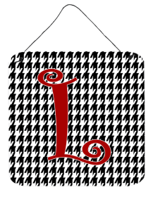 Initial Monogram - Houndstooth Black Wall or Door Hanging Prints (Color: L, size: 6 x 6)