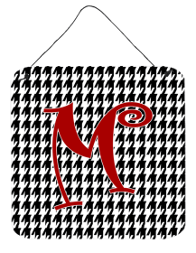 Initial Monogram - Houndstooth Black Wall or Door Hanging Prints (Color: M, size: 6 x 6)