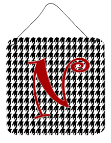 Initial Monogram - Houndstooth Black Wall or Door Hanging Prints (Color: N, size: 6 x 6)