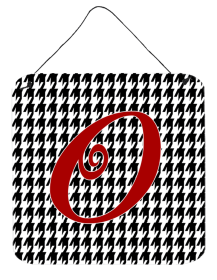 Initial Monogram - Houndstooth Black Wall or Door Hanging Prints (Color: O, size: 6 x 6)