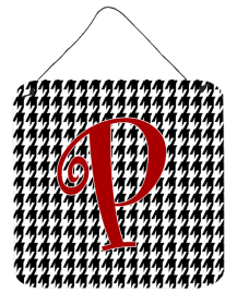 Initial Monogram - Houndstooth Black Wall or Door Hanging Prints (Color: P, size: 6 x 6)