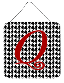 Initial Monogram - Houndstooth Black Wall or Door Hanging Prints (Color: Q, size: 6 x 6)