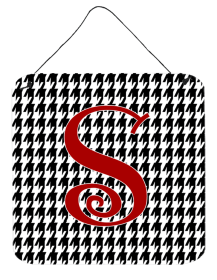 Initial Monogram - Houndstooth Black Wall or Door Hanging Prints (Color: S, size: 6 x 6)