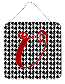 Initial Monogram - Houndstooth Black Wall or Door Hanging Prints (Color: U, size: 6 x 6)