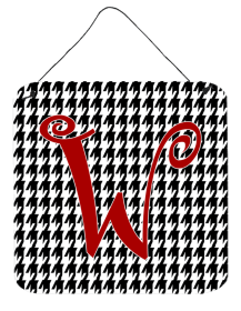 Initial Monogram - Houndstooth Black Wall or Door Hanging Prints (Color: W, size: 6 x 6)