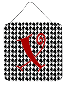 Initial Monogram - Houndstooth Black Wall or Door Hanging Prints (Color: X, size: 6 x 6)