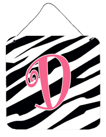 Initial Zebra Stripe and Pink Wall or Door Hanging Prints (Color: D, size: 6 x 6)