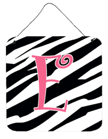 Initial Zebra Stripe and Pink Wall or Door Hanging Prints (Color: E, size: 6 x 6)