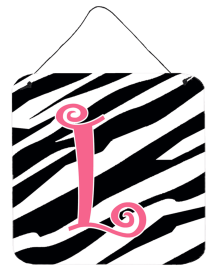 Initial Zebra Stripe and Pink Wall or Door Hanging Prints (Color: L, size: 6 x 6)