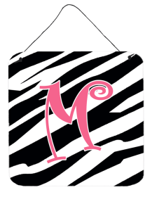 Initial Zebra Stripe and Pink Wall or Door Hanging Prints (Color: M, size: 6 x 6)
