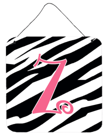 Initial Zebra Stripe and Pink Wall or Door Hanging Prints (Color: Z, size: 6 x 6)