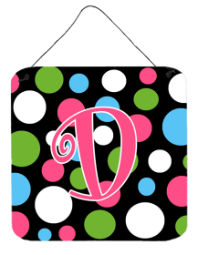 Initial Monogram - Polkadots and Pink Wall or Door Hanging Prints (Color: D, size: 6 x 6)