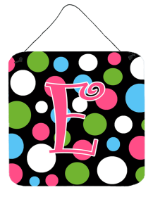 Initial Monogram - Polkadots and Pink Wall or Door Hanging Prints (Color: E, size: 6 x 6)