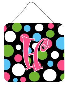 Initial Monogram - Polkadots and Pink Wall or Door Hanging Prints (Color: H, size: 6 x 6)