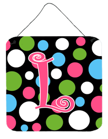 Initial Monogram - Polkadots and Pink Wall or Door Hanging Prints (Color: L, size: 6 x 6)