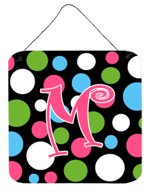 Initial Monogram - Polkadots and Pink Wall or Door Hanging Prints (Color: M, size: 6 x 6)