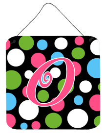 Initial Monogram - Polkadots and Pink Wall or Door Hanging Prints (Color: O, size: 6 x 6)