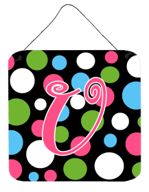 Initial Monogram - Polkadots and Pink Wall or Door Hanging Prints (Color: U, size: 6 x 6)