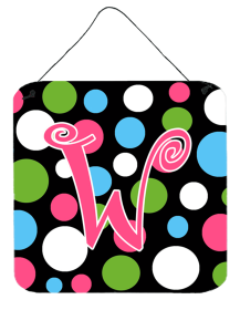 Initial Monogram - Polkadots and Pink Wall or Door Hanging Prints (Color: W, size: 6 x 6)