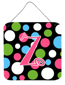 Initial Monogram - Polkadots and Pink Wall or Door Hanging Prints (Color: Z, size: 6 x 6)