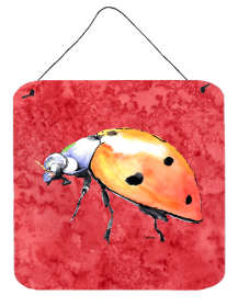 Lady Bug on Red Wall or Door Hanging Prints (Color: 8868DS66, size: 6 x 6)