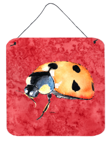 Lady Bug on Red Wall or Door Hanging Prints (Color: 8869DS66, size: 6 x 6)