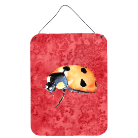 Lady Bug on Red Wall or Door Hanging Prints (Color: 8869DS1216, size: 12 x 16)