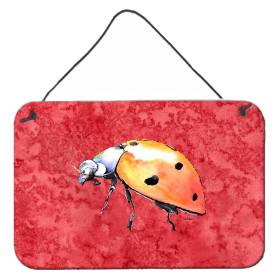 Lady Bug on Red Wall or Door Hanging Prints (Color: 8868DS812, size: 8 x 12)
