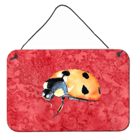 Lady Bug on Red Wall or Door Hanging Prints (Color: 8869DS812, size: 8 x 12)