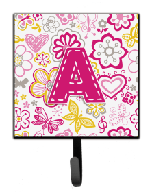 Flowers and Butterflies Leash or Key Holder (Color: Pink, size: 4.25 x 7)