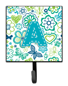 Flowers and Butterflies Leash or Key Holder (Color: Teal Blue, size: 4.25 x 7)