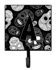 Day of the Dead Skulls Black Leash or Key Holder (size: 4.25 x 7)